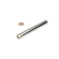 Silver filter magnet 20x160mm stainless steel with m8x12mm internal thread and matching round disc nearby