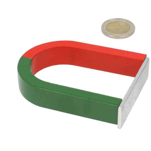 U-shaped horseshoe magnet alnico 80x60x15mm with red and green painted surface and metal end