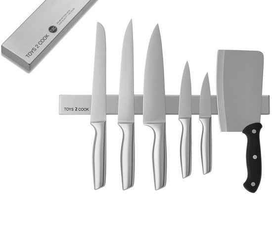Magnetic Knife Holder 40 cm Stainless Steel with 3M Adhesive Strip – Kitchen Knife Strip & Knife Magnet – The Ideal Knife Rack for Your Kitchen
