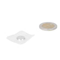 Silver round button battery next to a coin for sewing tray with PVC 12 x 2 mm with strong grip