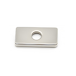 Countersunk Neodymium Block Magnet 20 x 10 x 4-4 mm, top view with countersunk hole