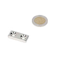 Countersunk neodymium block magnet 60 x 20 x 5 mm N45, 2 holes, south pole, nickel-plated
