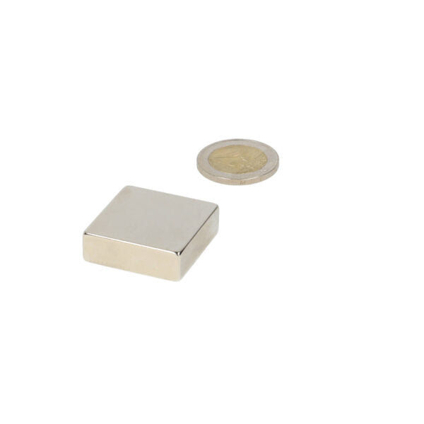 Silver neodymium block magnet 30x30x10 mm n45 with polished metal finish powerful magnet