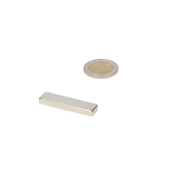 Neodymium block magnet 40 x 10 x 3 mm N45, nickel-plated