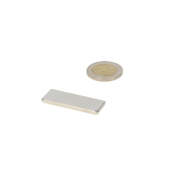 Neodymium block magnet 40 x 10 x 2 mm N45, nickel-plated