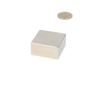 Neodymium block magnet 40x40x20 mm in silver cube shape with smooth metal surface and strong n50 magnetic force