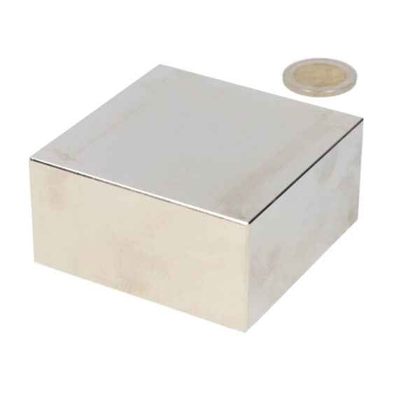 Neodymium block magnet 70 x 70 x 30 mm N45, nickel-plated