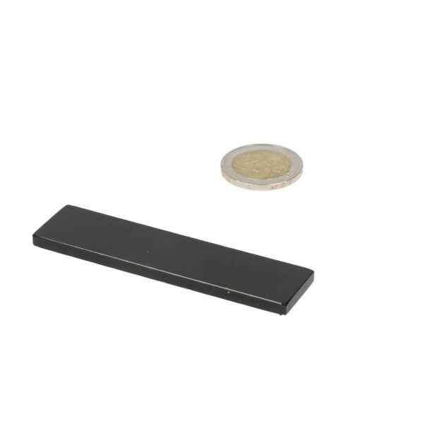 Black glossy neodymium block magnet 80x20x3 with n35 epoxy coated finish and smooth surface
