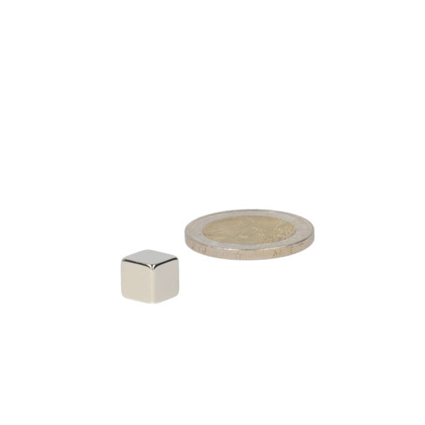 Neodymium block magnet 8 x 5 x 5 mm N45, nickel-plated
