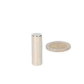 Silver-odymium rod magnet 10x30 mm n48 next to a coin for bowl with permanent magnetic solution for industrial applications
