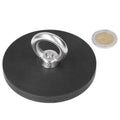 Black round eyebolt magnet stainless steel with silver metal ring and rubber coating neodymium n40 magnet