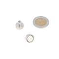 Silver-coloured pot magnet 13 x 5 mm with threaded bush m3 and powerful magnetic support for industrial applications