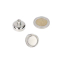 Silver-coloured pot magnet 20 x 6 mm with strong magnetic base and threaded bush m4 including matching magnetic capsule