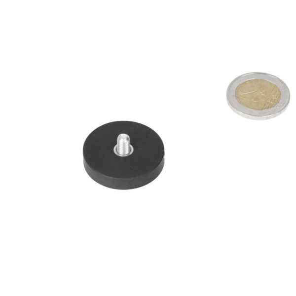 Pot Magnet with Rubber Coating 31mm, M5x8 mm Threaded Stud