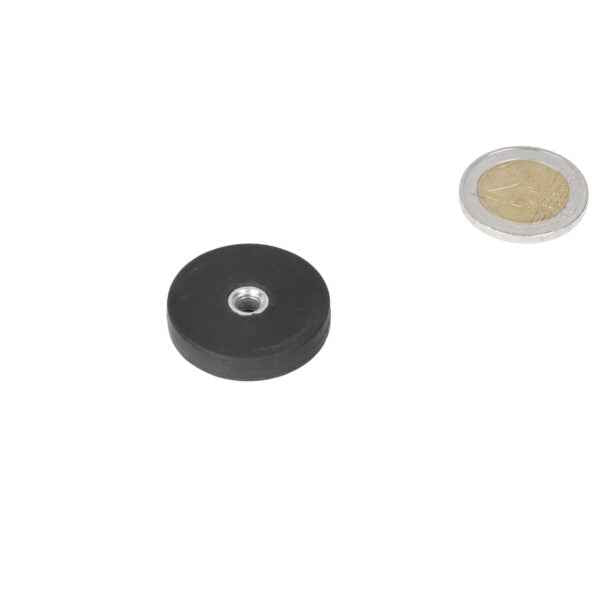 Pot Magnet with Rubber Coating 31mm, M5 Internal Thread