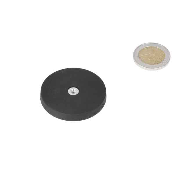 Pot Magnet with Rubber Coating 43mm, M4 Internal Thread