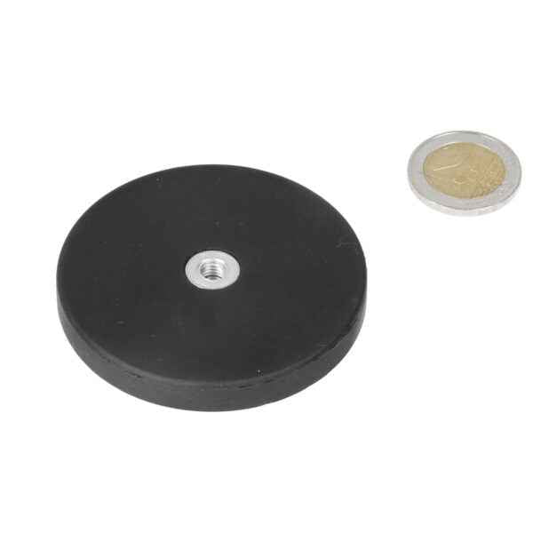 Pot Magnet with Rubber Coating 66mm with M6 Internal Thread