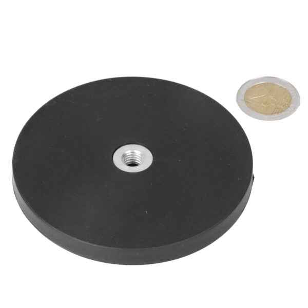 Pot Magnet with Rubber Coating 88mm, M8 Internal Thread