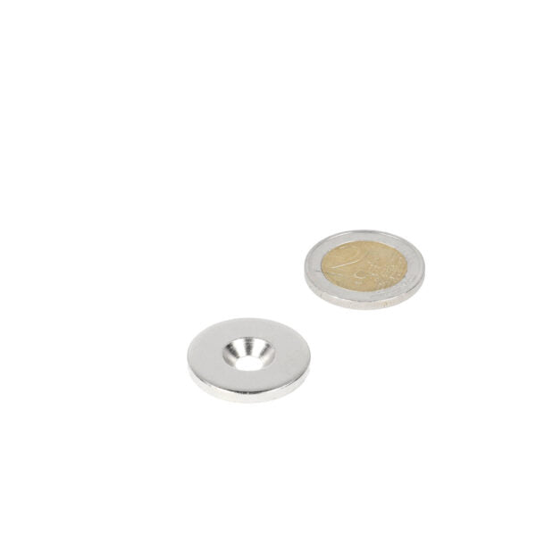 Silver steel ring 25 x 11 x 5.5 x 3 mm with drill countersunk hole and concentric ledges for different applications