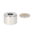 Silver ring magnet 30 x 12 x 20 mm with central aperture and polished metal finish as a reliable versatile magnet