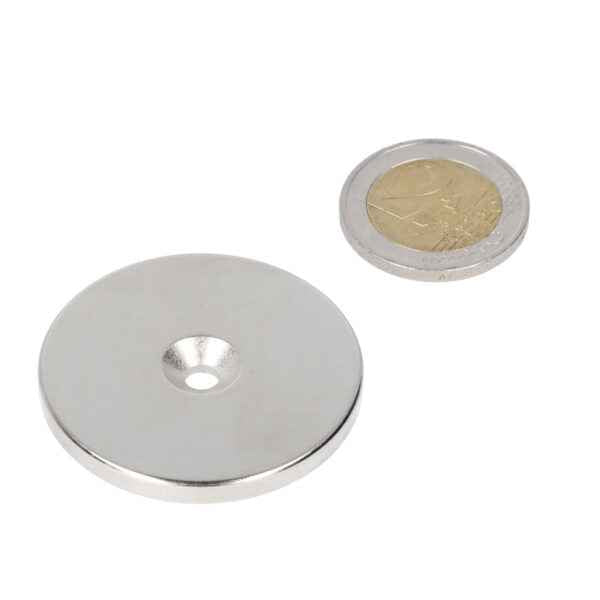 Countersunk neodymium ring magnet 42 x 9.8 x 5.1 x 5 mm N48, south pole, nickel-plated