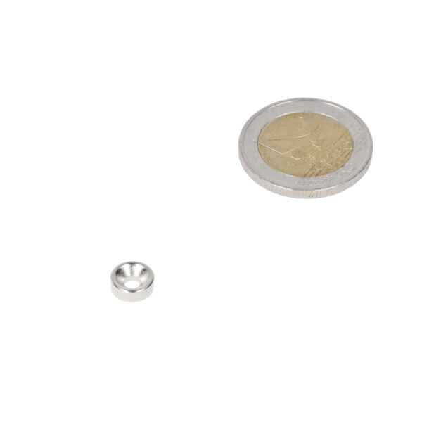 Countersunk neodymium ring magnet 8 x 6 x 3.1 x 5 mm N48, north pole, nickel-plated