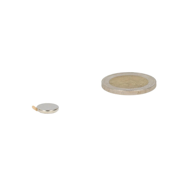 Small silver disc magnet 10 x 1.5 mm with gold lip Self-adhesive magnets for various applications
