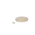 Small shiny silver cylindrical neodymium disc magnet with dimensions of 5 x 3 mm as a neodymium magnet