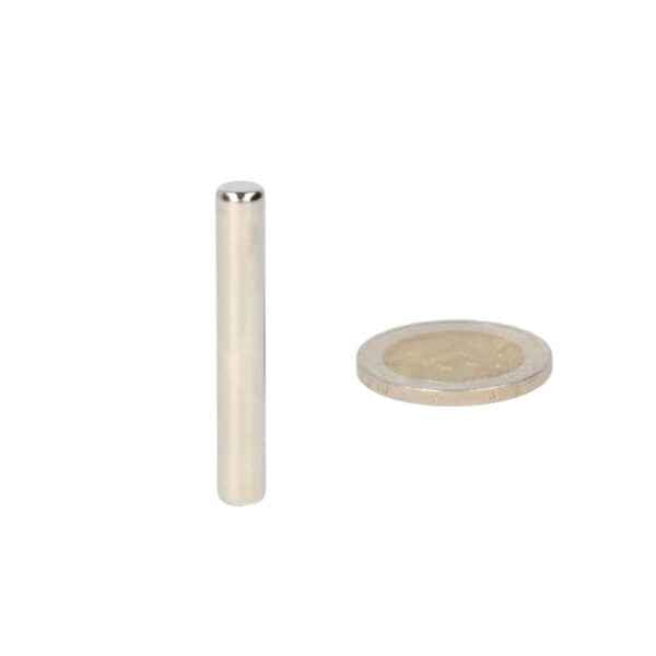 Neodymium rod magnet (cylinder) 6 x 50 mm N48, nickel-plated