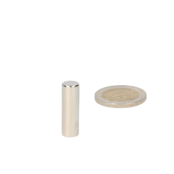 Neodymium rod magnet (cylinder) 9 x 25 mm N48, nickel-plated