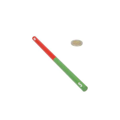 Red and green rod magnet alnico 10x200 mm with white letters on both ends strong magnetic solution