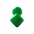 Two translucent green plastic race bib magnets for runners, one round and one square, set of 8