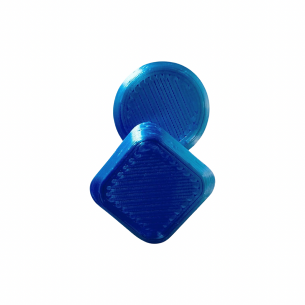 Blue plastic race bib magnets for cyclists with square and round shapes and cast texture, set of 8 pieces