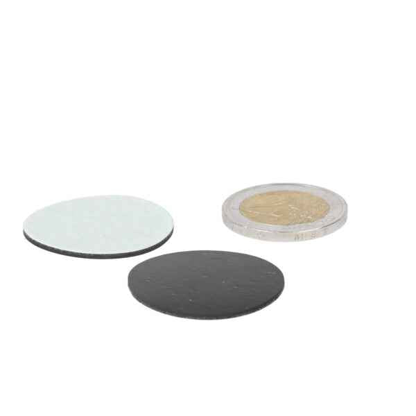 Self-adhesive rubber disc 30 mm with three circular pads in matte black and reflective silver